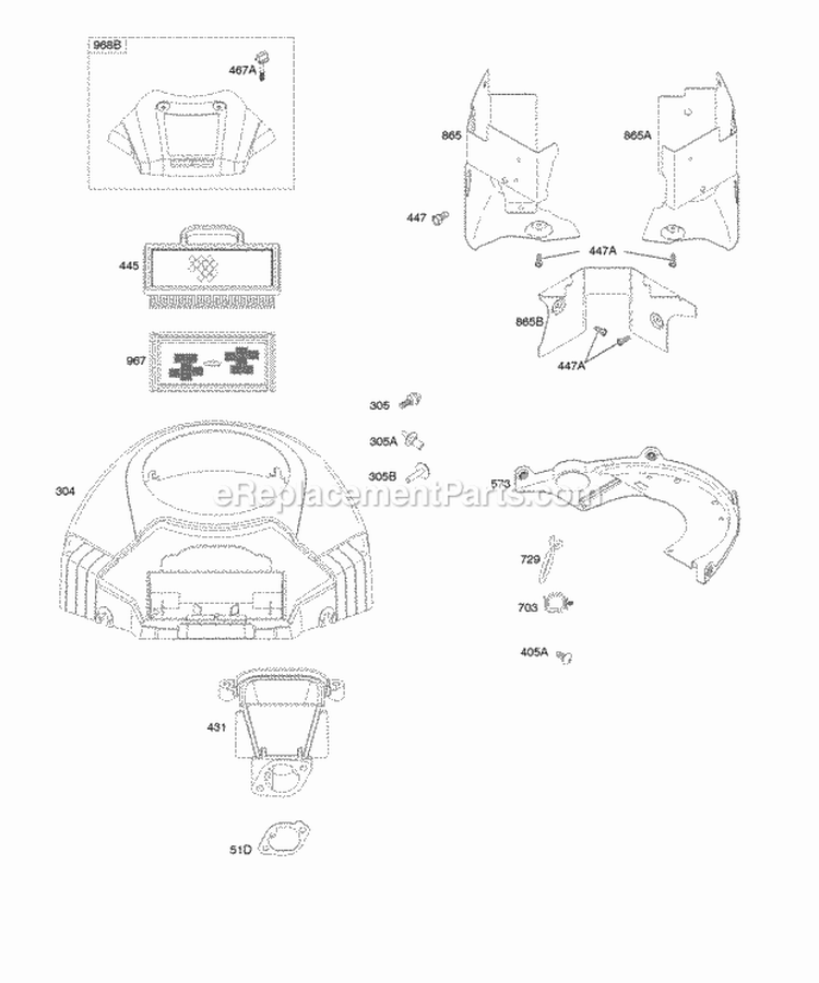 Air Cleaner Blower Housing Diagram and Parts List for 4045A7-0307-E1  Briggs and Stratton Engine